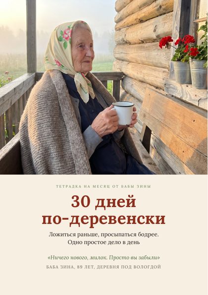 Обложка тетрадки «30 дней по-деревенски»